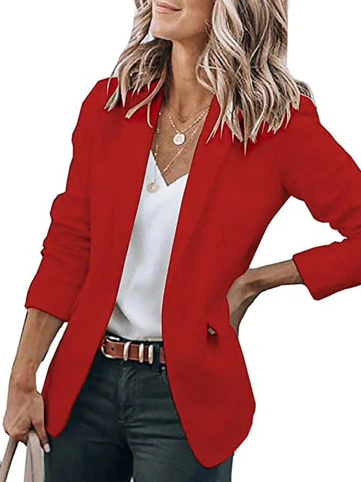 Stylish Women's Open Front Long Sleeve Blazer Coat for Work and Office