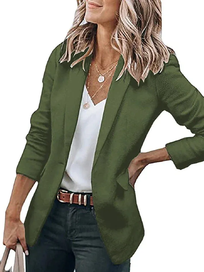 Stylish Women's Open Front Long Sleeve Blazer Coat for Work and Office