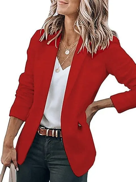 Stylish Women's Open Front Long Sleeve Blazer Coat for Work and Office