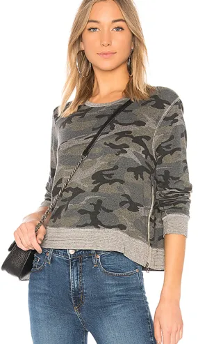 Sundry Camo Double Zip Pullover