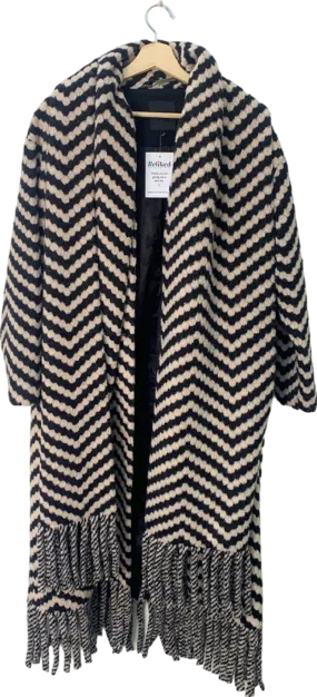 Ted Baker Black and White Chevron Open Front Coat UK 10