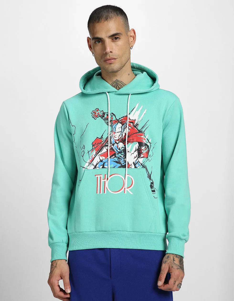 Thor Green Front Graphic Printed Hoodie