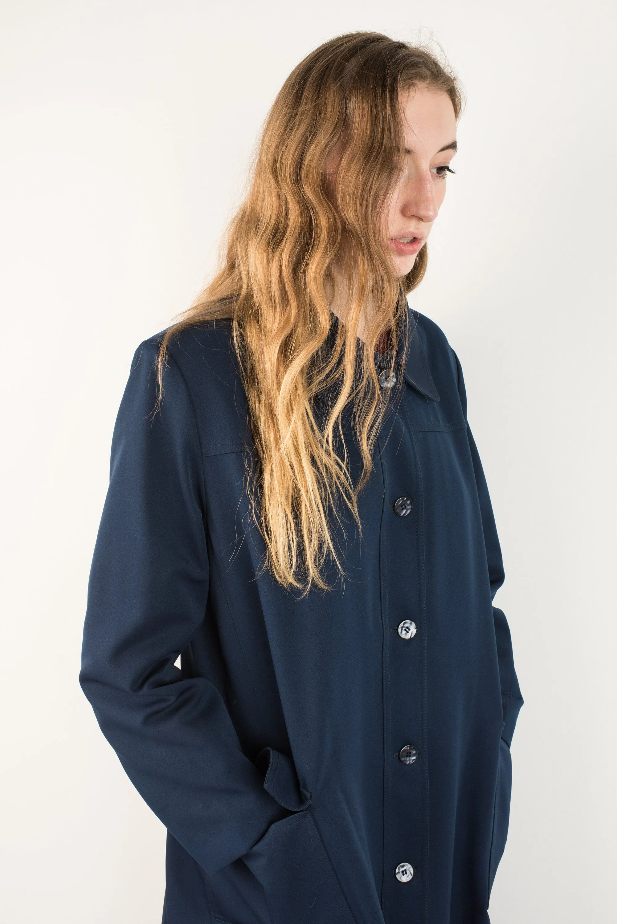 Vintage Navy Trench Coat (S/M)