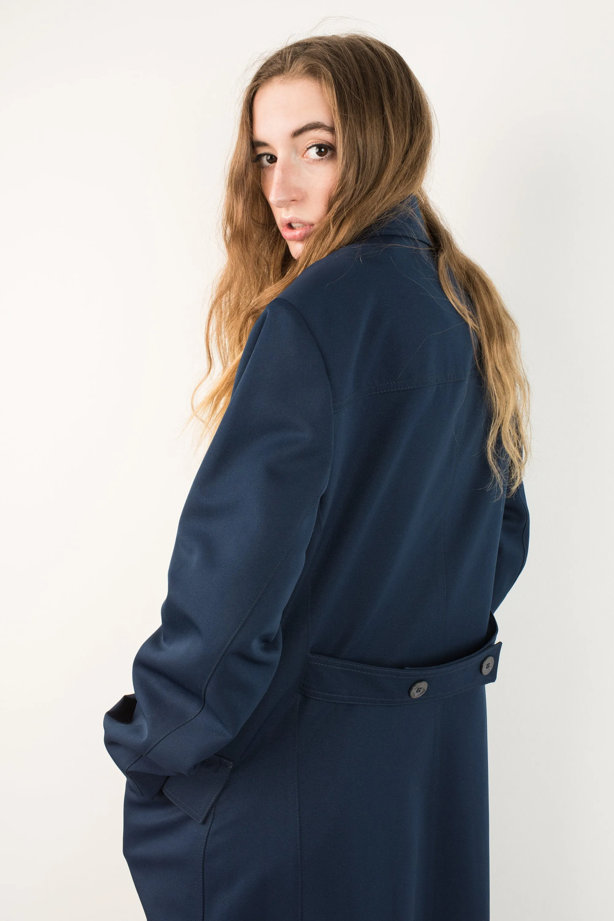 Vintage Navy Trench Coat (S/M)