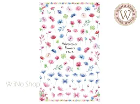 Watercolor Flowers Adhesive Nail Art Sticker - 1 pc (F576)