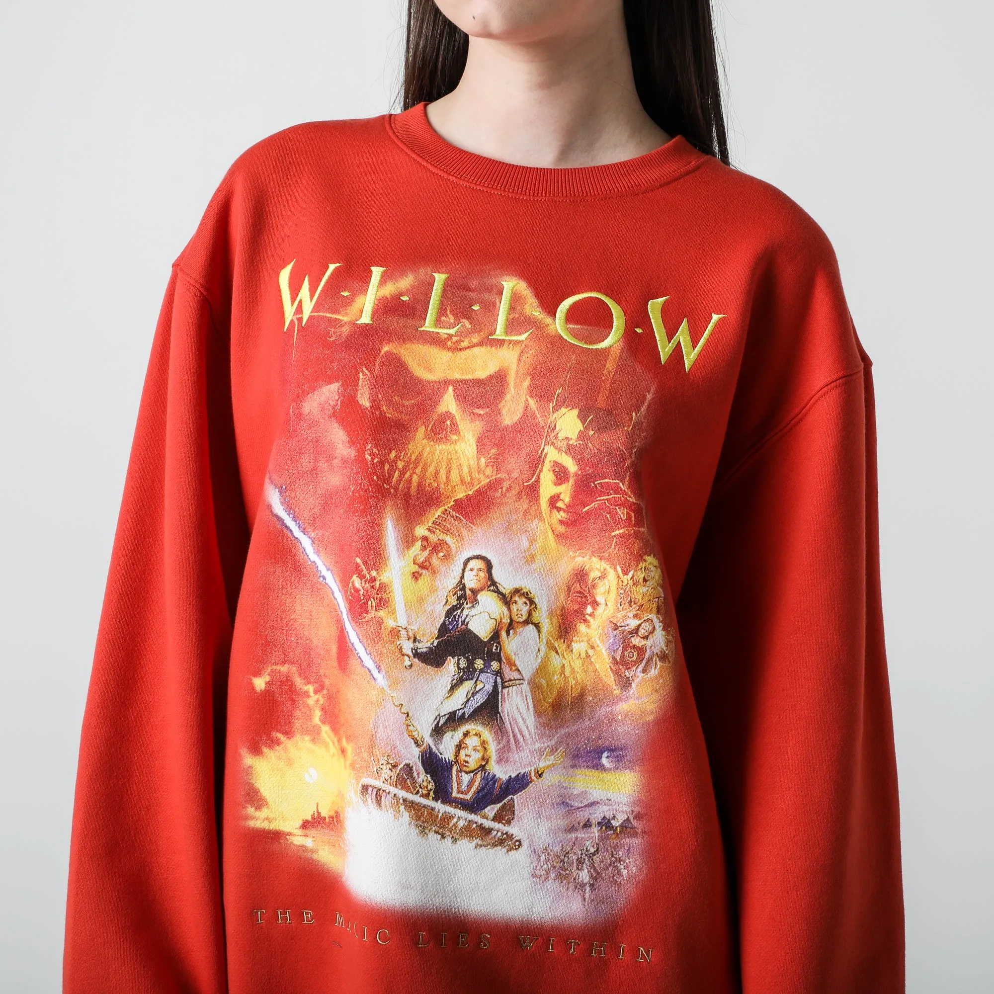 Willow Vintage Poster Orange Crew Neck Sweatshirt