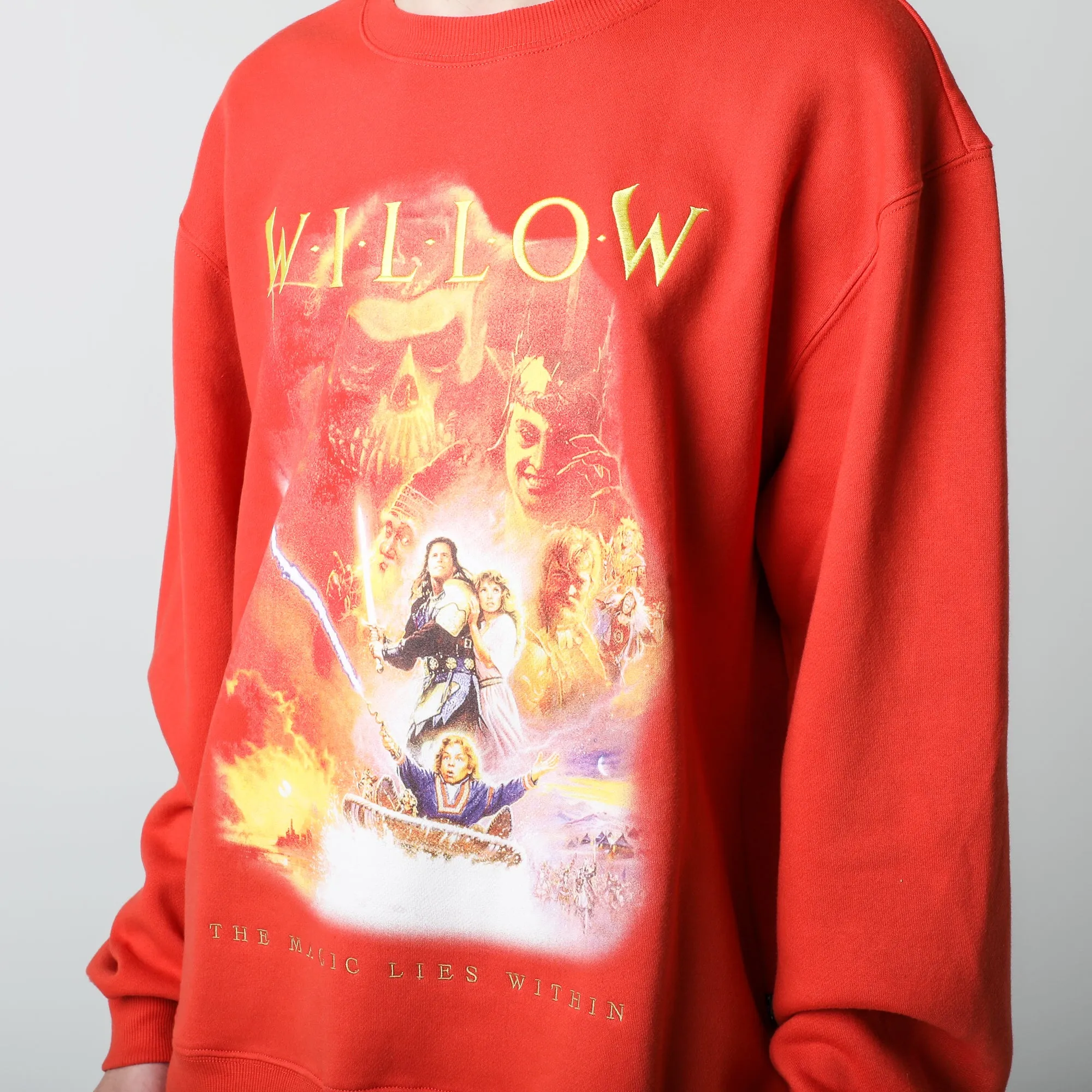 Willow Vintage Poster Orange Crew Neck Sweatshirt