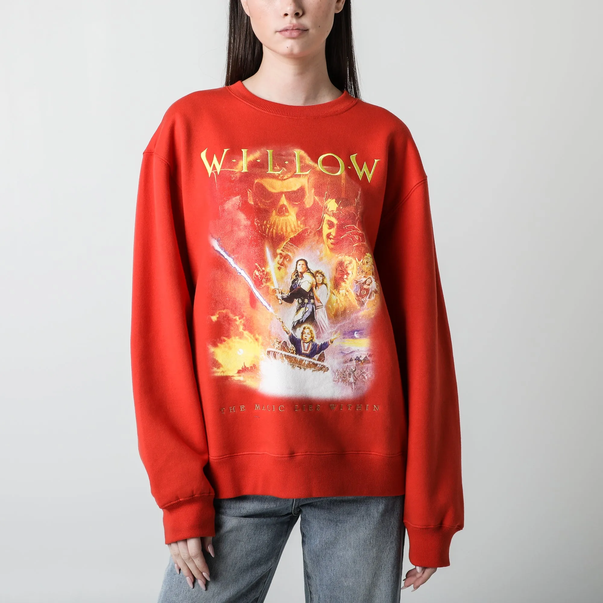 Willow Vintage Poster Orange Crew Neck Sweatshirt