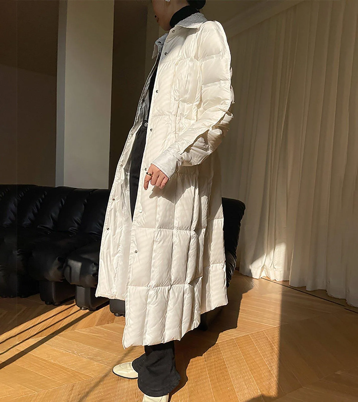 Women Long Down Coat,White Fitted Down Puffer Coat,Quilted Down Parka Coat,White Puffer Coat,Thicken Down Coat,Warm Puffy Coat,Winter Parkas