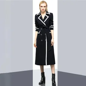 Yilia Double Breasted Belted Long Trench Coat